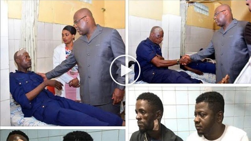 VIDEO. Félix Tshisekedi rend visite aux policiers blessés pendant le meeting de Bemba