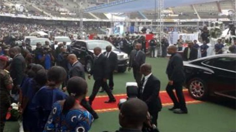 Le président centrafricain Faustin Archange Touadera est arrivé au stade des martyrs