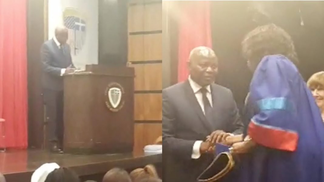 Discours de Kamerhe après avoir soutenu sa thèse, il remercie Amida, Fatshi et Denise Nyakeru